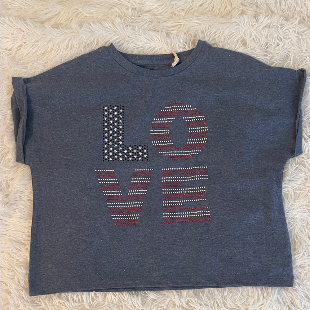 Jessica Simpson Kids Navy Love Graphic Tee Size Medium (8/10) NWT